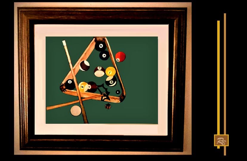 Billiards, Art, Pool Table Room Decor, Billiards Wall Art, Original Painting