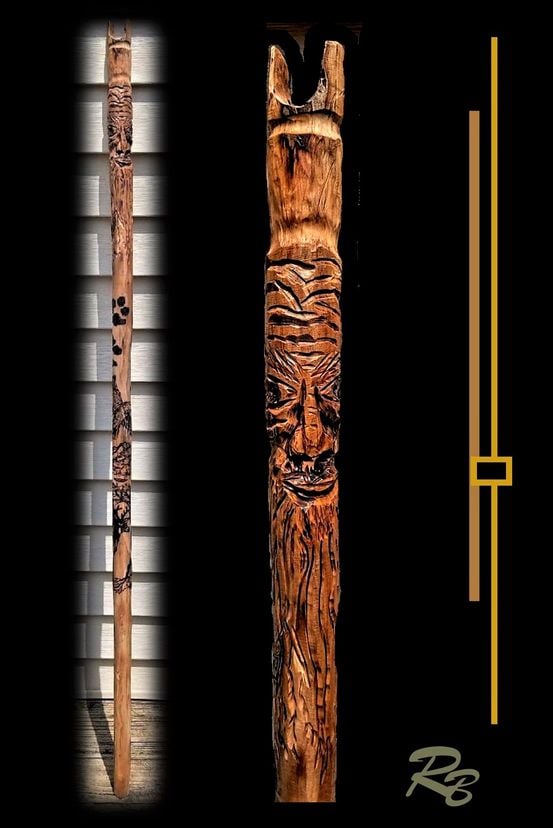 Thumb Stick, Custom, Walking Cane, Walking Stick, Hiking Stick, Hand Carved, Old Man