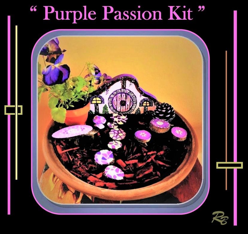 Fairy Garden Kits, Fairy Garden, Fairy Furniture,Purple, Fairy Items