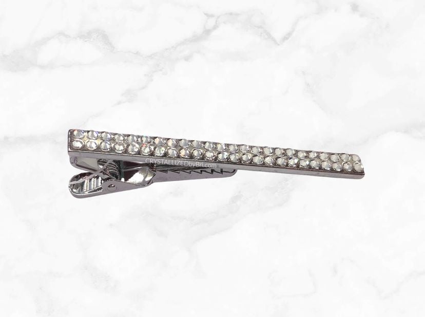 Bling Tie Bar Clip Genuine European Crystals Any Color Bedazzled Men's Fashion Crystallized