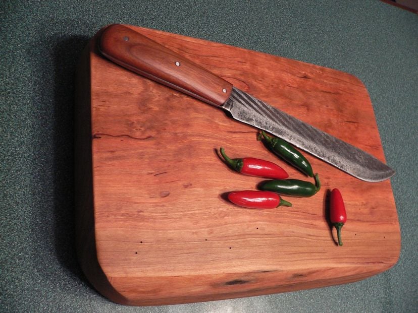 Cherry Cutting Board And Knife