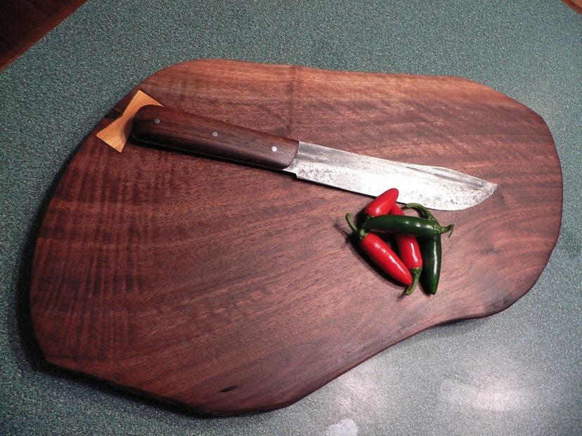 Walnut Cutting Board With Chef Knife