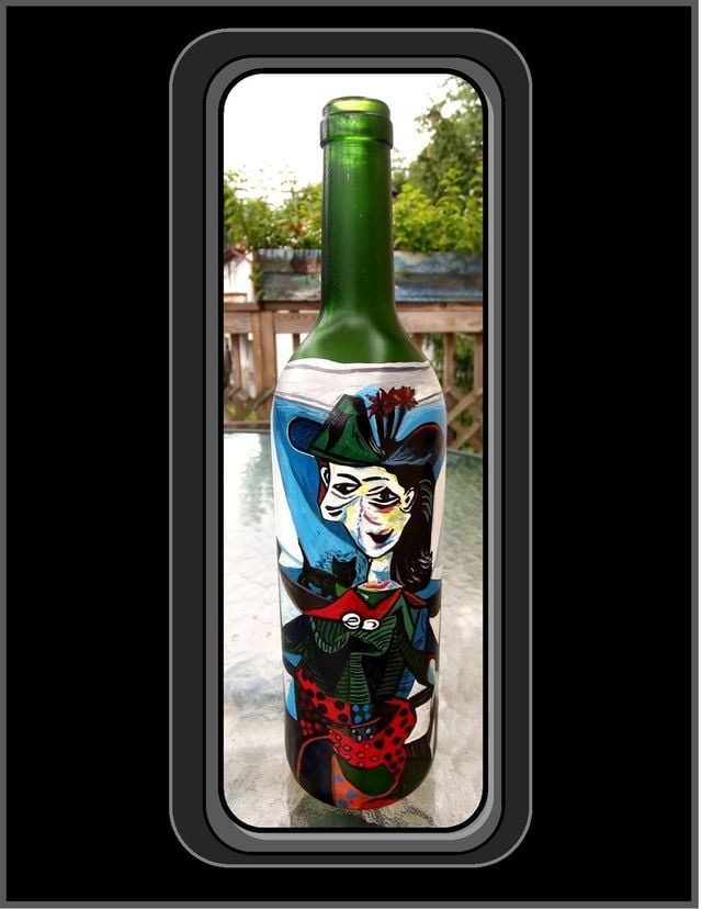 Pablo Picasso, Dora Maar Au Chat, Masterpiece Wine Bottle, Wine Art, Kitchen Art