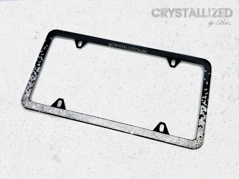 Ombre Crystallized Bling Slim License Plate Frame Genuine European Crystals Bedazzled