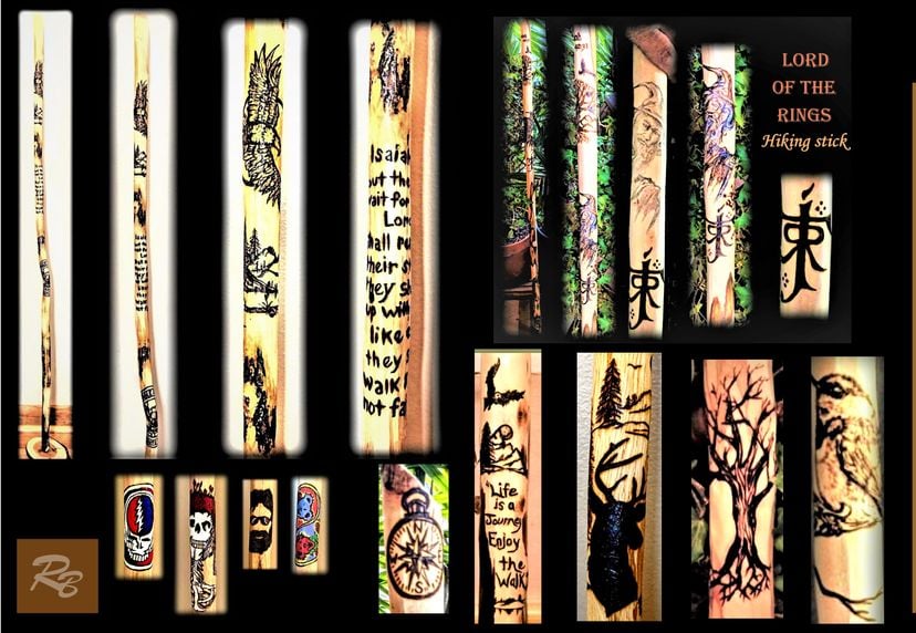 Five Year, Wood Anniversary Gift, Hiking Stick, Personalized, Custom, Any Images