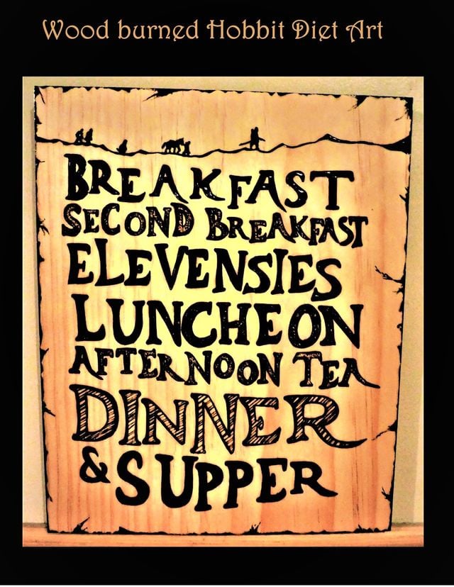 The Hobbit Diet, Hobbit Diet sign, Hobbit gifts, Hobbit diet Art, Hand Created,
