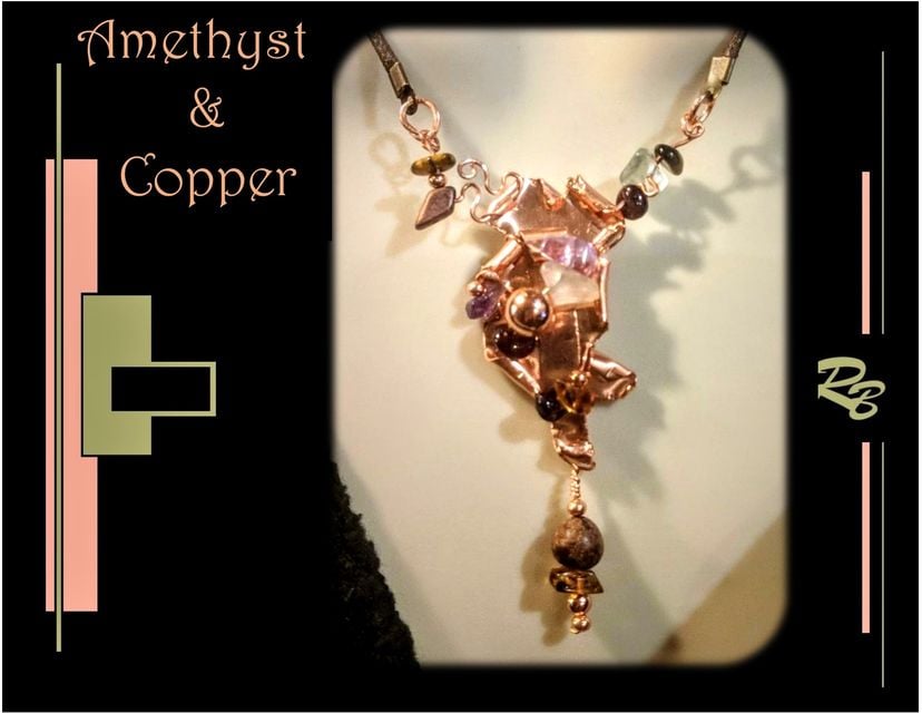 Hight Fashion, Wife Gift, Copper, Gemstone, Sculpture, Necklace,Mother, Gift, Daughter, Girlfriend