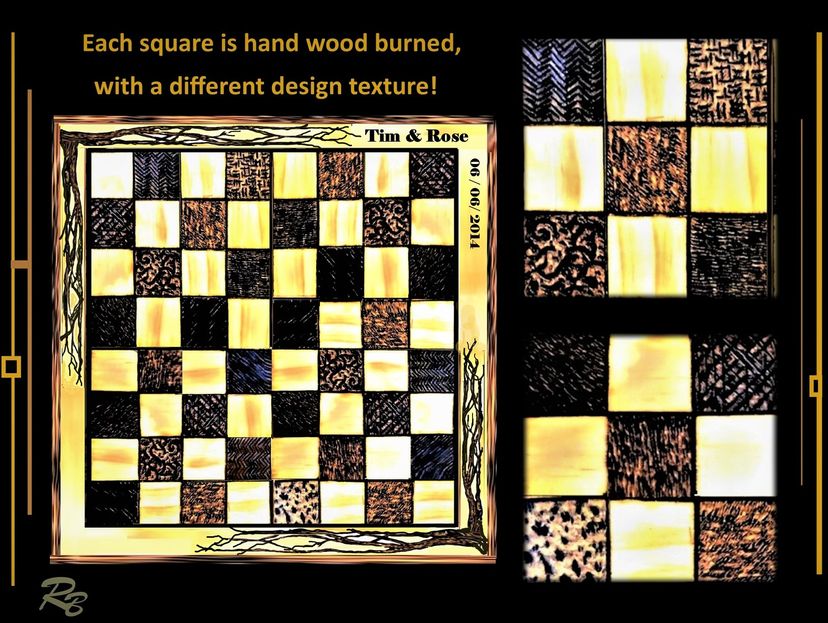 Chess Board, Chessboard, Custom, Hand Created, Wood Burned, Wood Anniversary Gift, Husband Gift