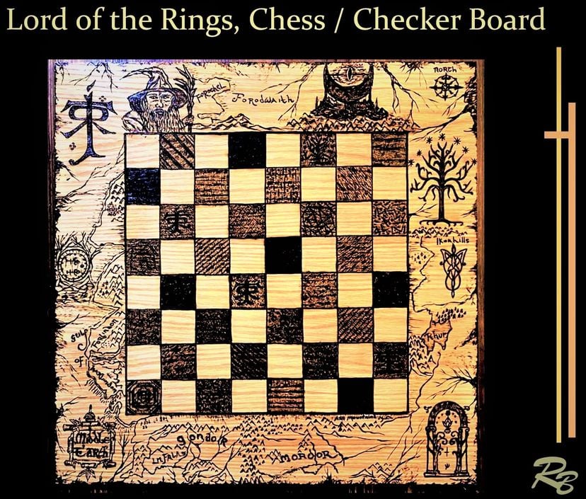 Lord Of The Rings, Chess Board, Large, 2 ft.  by 2 ft. , Game Room Games, Gifts For Men, Rec Room Games.