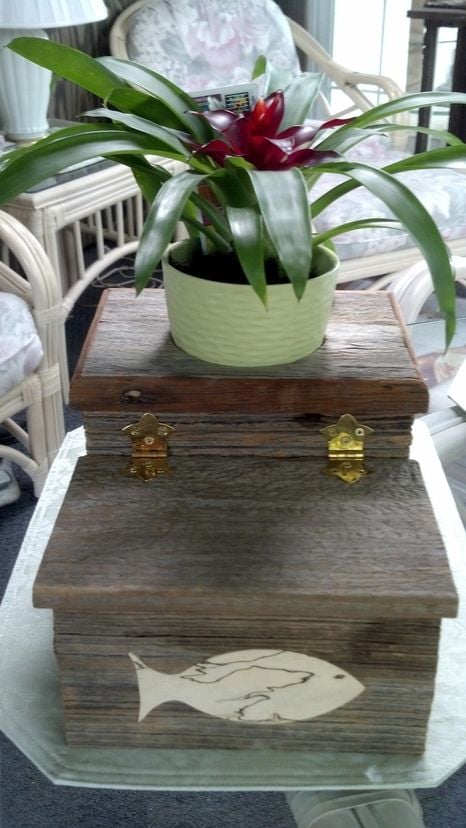 Barn Wood Planter Stand With Storage