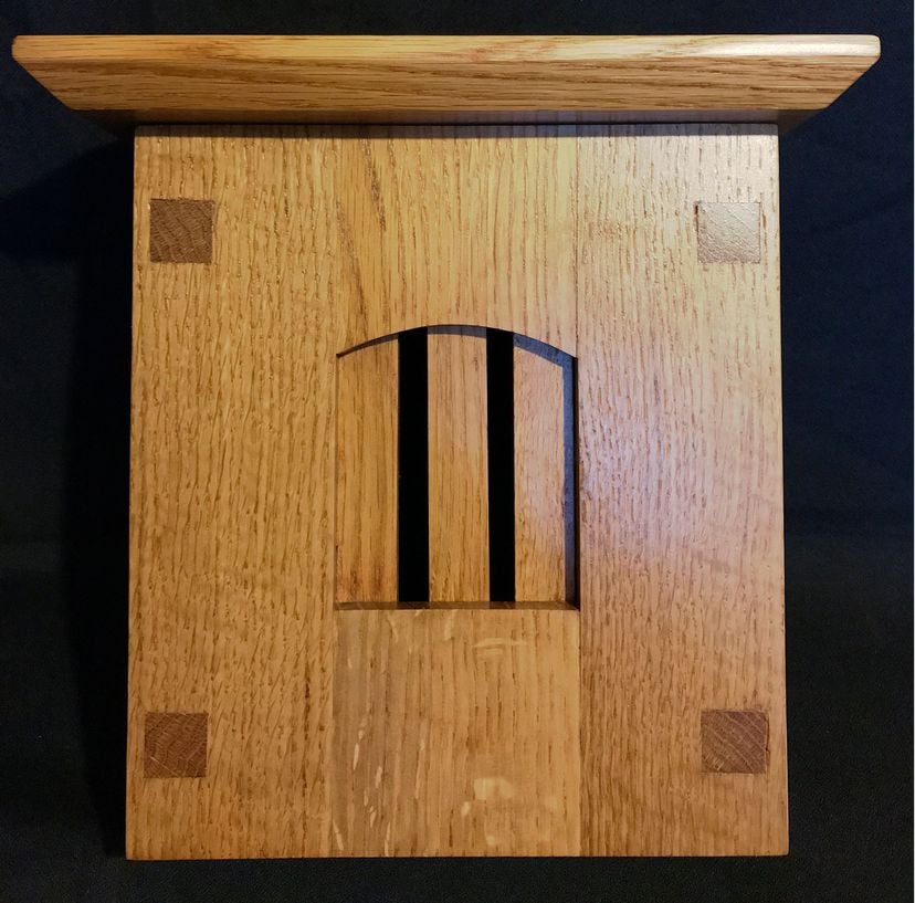 Craftsman Style Doorbell Chime Cover - Solid White Oak Wall Box