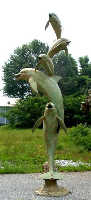 Bronze Garden Five Dolphin Fountain
