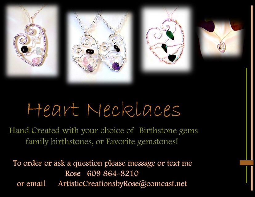 Heart, Necklace, Family Birthstones, Wife, Gift, Mother, Daughter, Gemstones