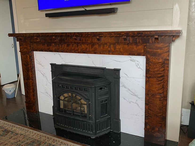 Custom Flame Birch Fireplace Surround