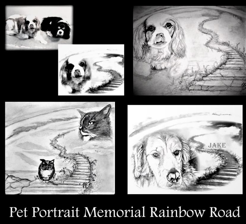 Pet Memorial Portrait, Pet Portrait, Pet Memorial, Rainbow Bridge