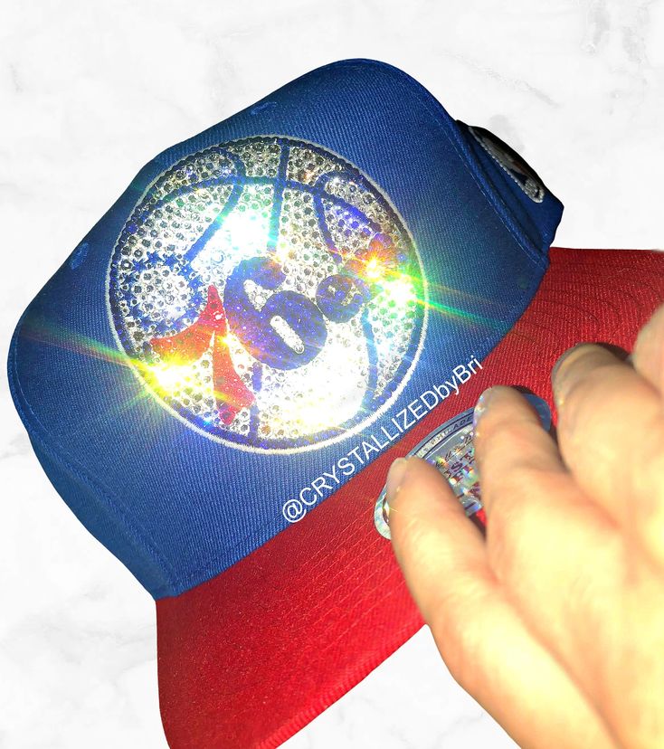 Philadelphia 76ers Sixers Nba Crystallized Snapback Baseball Cap Genuine European Crystals Bedazzled