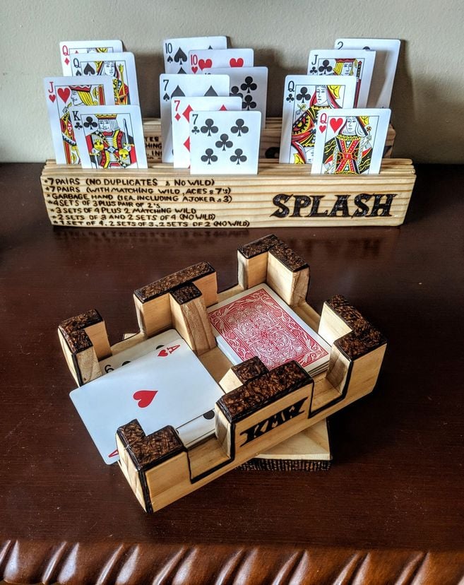 Canasta, Playing Card Holder,Retirement Gift Ideas, Wood Anniversary Gifts, Signs, Custom, Wine Art