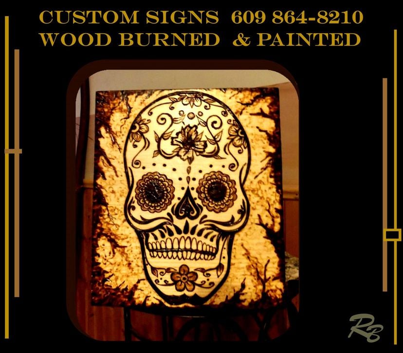 Sugar Skulls, Skulls, Skull Art, Wood Bured, Custom, Any Image, Personized