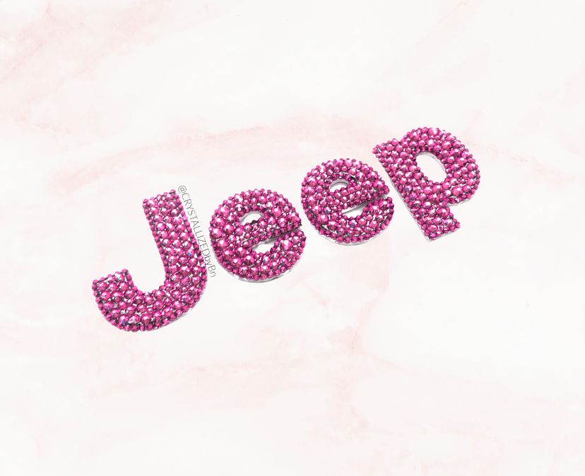 Pink Jeep Crystallized Car Emblem Letters Bling Genuine European Crystals Bedazzled