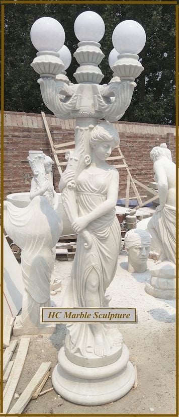 Maiden Statue Holding Candelobra Lamp