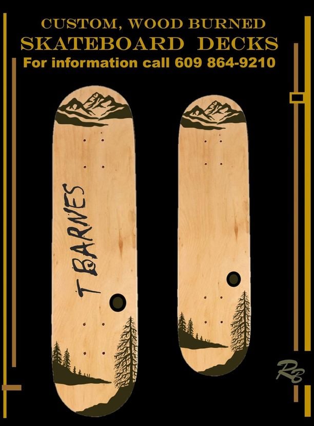 Skateboard, Skate Board, Deck, Custom, Wood Burned,Any Design Images And Words You