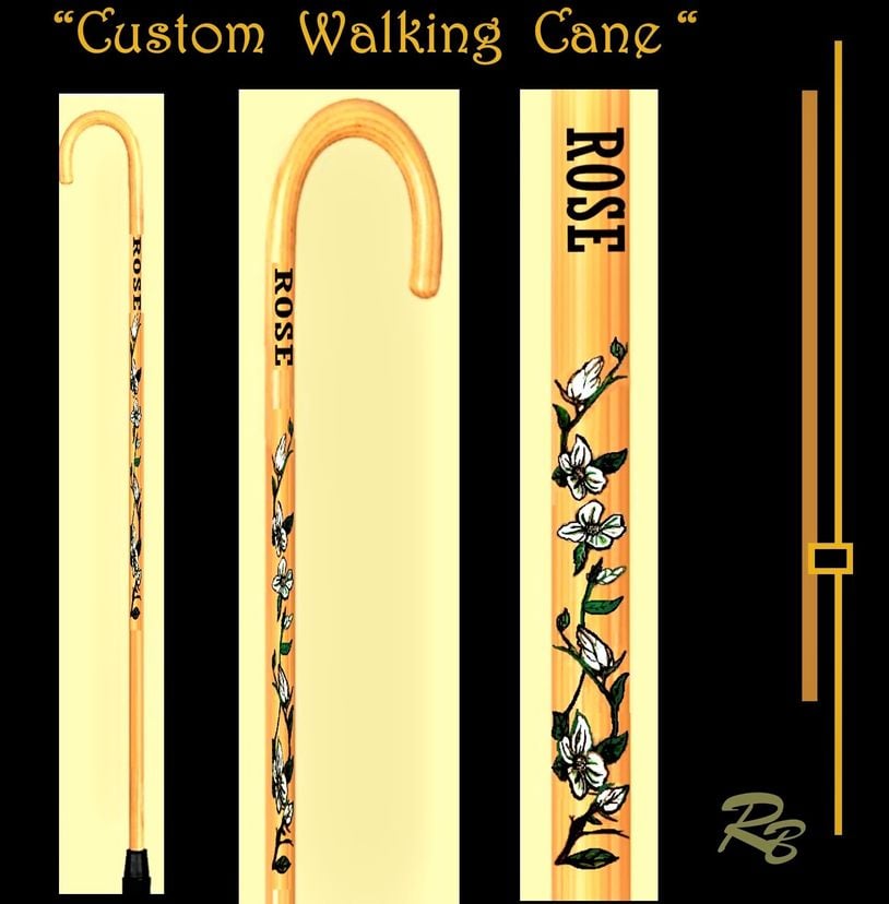 Cane, Walking Cane, Custom, Personalized, Hand Painted, Wood Burned