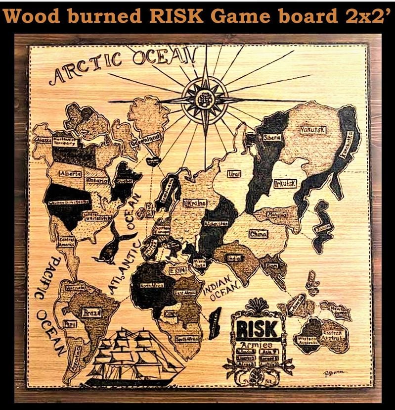 Risk Board Game, Risk, Large, Custom, Wood, Board Games, Game Room Games