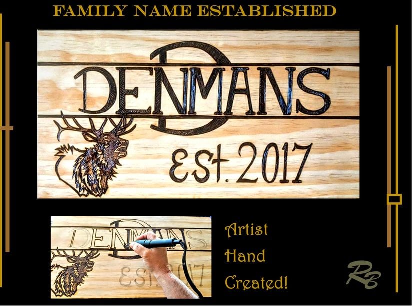 Last Name, Establised, Sign,Family Name Sign,Custom,Wood