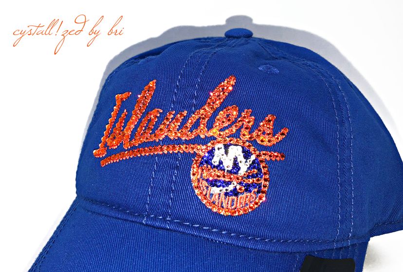 New York Islanders Nhl Crystallized Snapback Baseball Cap Genuine European Crystals Bedazzled