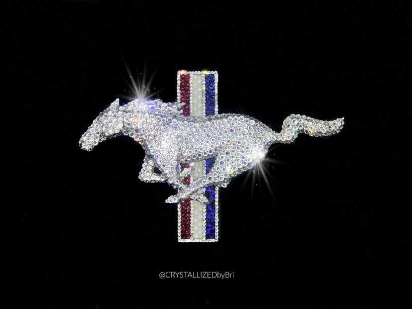 Ford Mustang Tribar Crystallized Car Emblem Horse Bling Genuine European Crystals Bedazzled