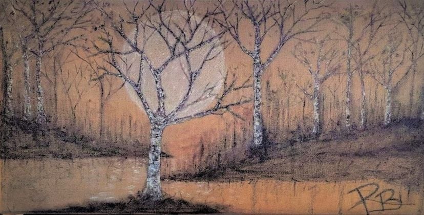 Original - 4 Foot - Mixed Media - Birch Tree Painting One Of A Kind - Art - Only One Available