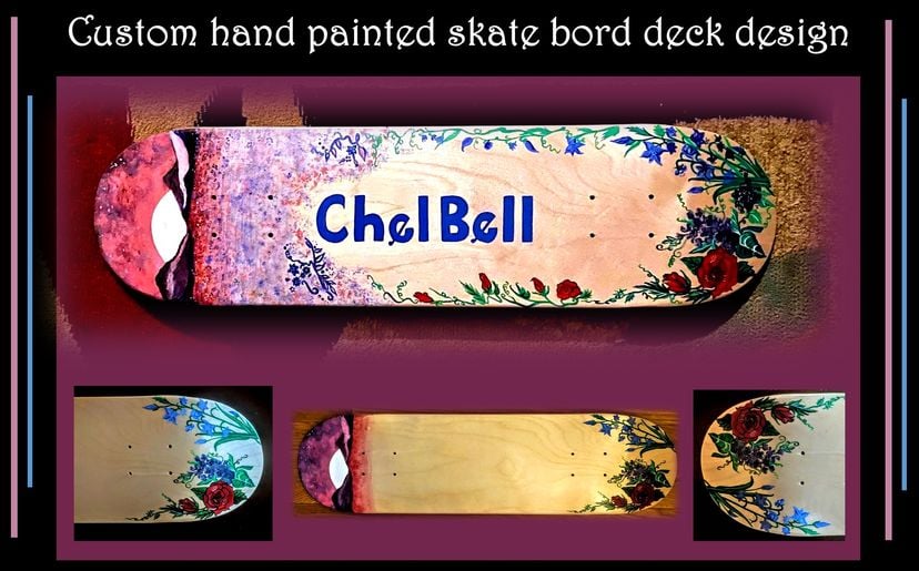 Custom, Hand Painted,Skateboard, Deck, Designs, One Of A Kind, Skate Board