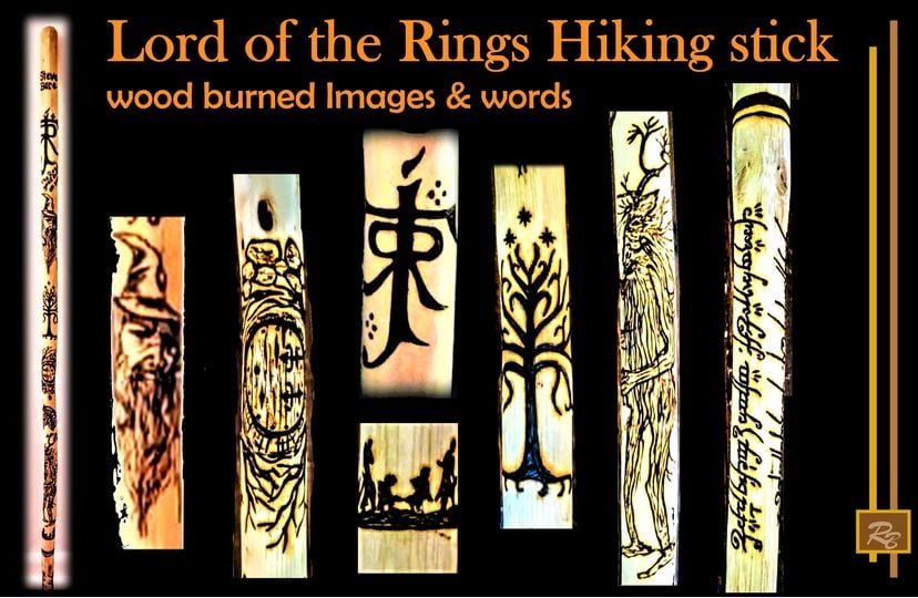 Custom, Lord of the Rings, Hiking stick, Walking stick, Cane, personalized,  any images! Local Artist, Elysburg PA
