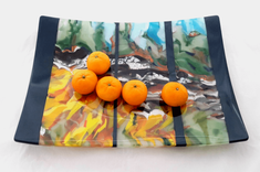 Southwest Desert Inspired Fused Glass Serving Platter - Arroyo 2 small