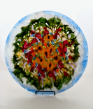 Abstract Naturalistic Fused Glass Platter Featuring Handmade Glass and Hand Painted Details - Bee Love  6 small