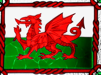 Celtic Fused Glass and Stained Glass Window - Cymru Am Byth (Wales Forever) 2 small