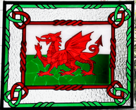 Celtic Fused Glass and Stained Glass Window - Cymru Am Byth (Wales Forever) 1 small