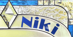 Classic Stained Glass Window with Fused Glass Elements - Family 3 small
