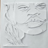 Modern Kiln Carved Fused Glass Portrait - La Femme Au Vert Olive 3 small
