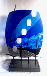 Abstract Modern Fused Glass Sculpture Featuring Handmade Glass - Looking Forward  4 small