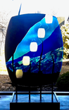 Abstract Modern Fused Glass Sculpture Featuring Handmade Glass - Looking Forward  3 small