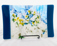 Contemporary Floral Fused Glass Platter Featuring Handmade Glass - Marine Rose  4 small