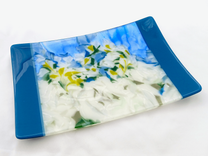 Contemporary Floral Fused Glass Platter Featuring Handmade Glass - Marine Rose  2 small