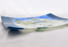 Contemporary Floral Fused Glass Platter Featuring Handmade Glass - Marine Rose  5 small
