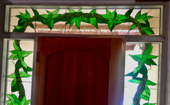 Botanical Stained Glass Entryway Sidelights And Transom Windows- Mokihana and Maile Lei 5 small