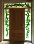 Botanical Stained Glass Entryway Sidelights And Transom Windows- Mokihana and Maile Lei 1 small
