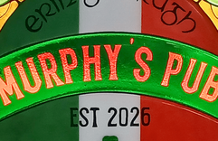 1960’s Inspired Fused Glass Irish Pub Window Featuring Kiln Carved Glass and Hand Painted Details – Murphy’s Pub 2 small