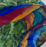 Abstract Naturalistic Fused Glass Platter Featuring Handmade Glass and Hand Painted Details - Rooster Tail  2 small