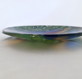Abstract Naturalistic Fused Glass Platter Featuring Handmade Glass and Hand Painted Details - Rooster Tail  5 small