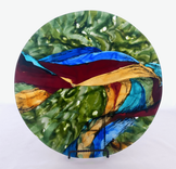 Abstract Naturalistic Fused Glass Platter Featuring Handmade Glass and Hand Painted Details - Rooster Tail  6 small